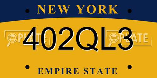 402QL3 New York License Plate