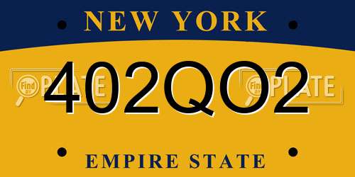 402QO2 New York License Plate