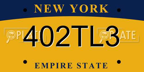 402TL3 New York License Plate