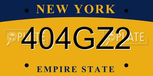 404GZ2 New York License Plate