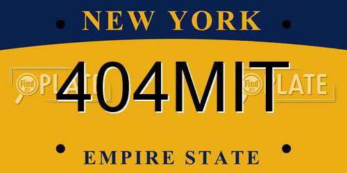 404MIT New York License Plate