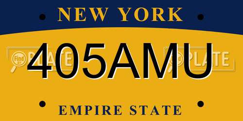 405AMU New York License Plate
