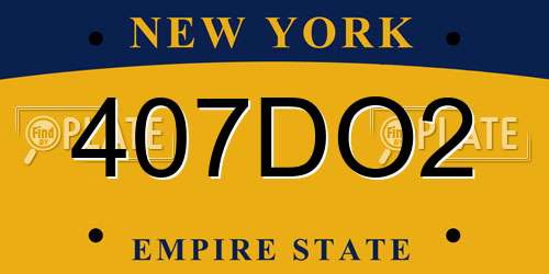 407DO2 New York License Plate