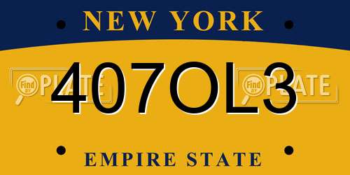 407OL3 New York License Plate