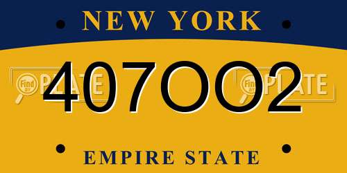 407OO2 New York License Plate