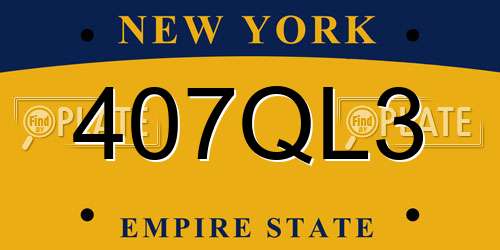 407QL3 New York License Plate