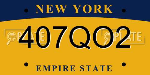407QO2 New York License Plate