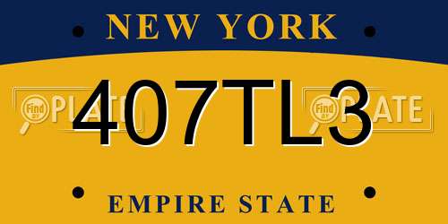 407TL3 New York License Plate