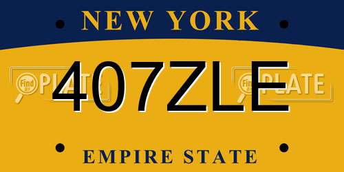 407ZLE New York License Plate