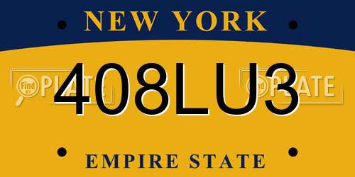 408LU3 New York License Plate