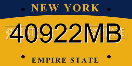 40922MB New York License Plate