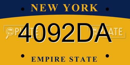 4092DA New York License Plate