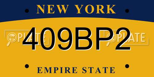 409BP2 New York License Plate