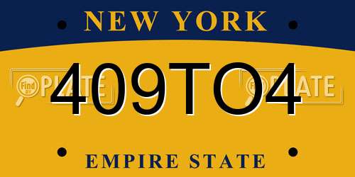 409TO4 New York License Plate