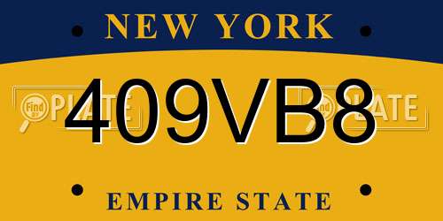 409VB8 New York License Plate