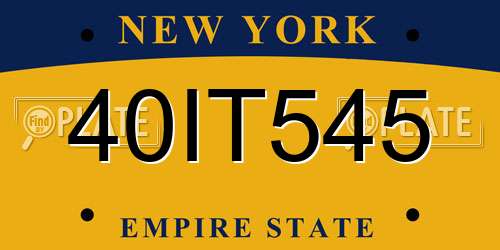 40IT545 New York License Plate
