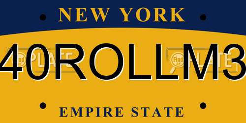 40ROLLM3 New York License Plate