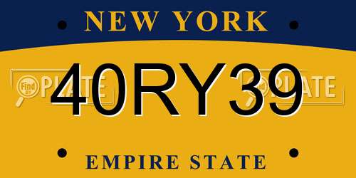 40RY39 New York License Plate