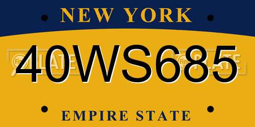 40WS685 New York License Plate