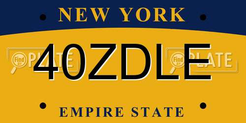 40ZDLE New York License Plate