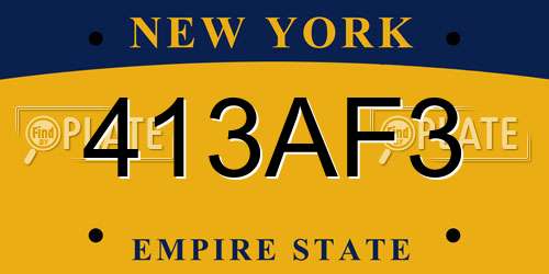 413AF3 New York License Plate