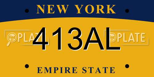 413AL New York License Plate
