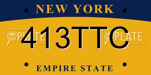 413TTC New York License Plate