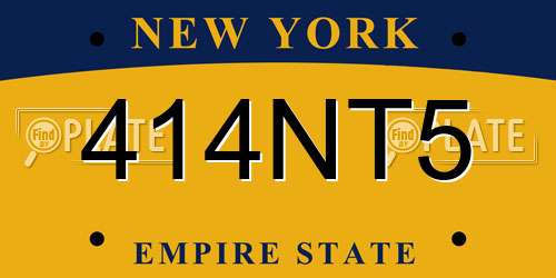 414NT5 New York License Plate