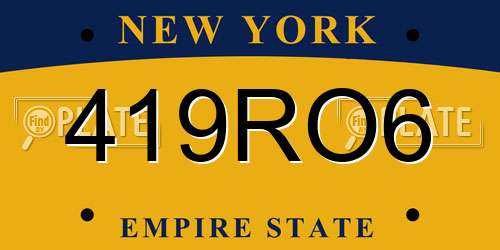 419RO6 New York License Plate