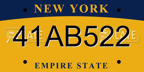 41AB522 New York License Plate