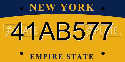 41AB577 New York License Plate