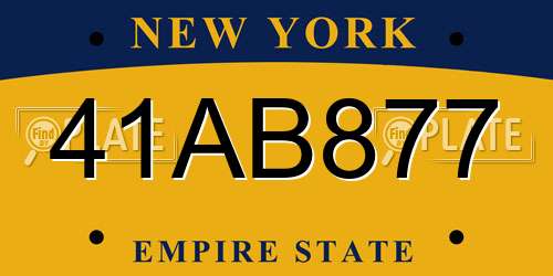 41AB877 New York License Plate
