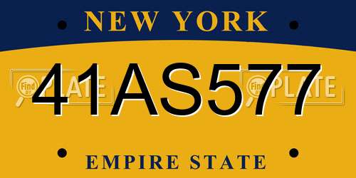 41AS577 New York License Plate