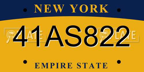 41AS822 New York License Plate