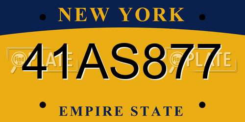 41AS877 New York License Plate