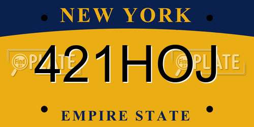 421HOJ New York License Plate