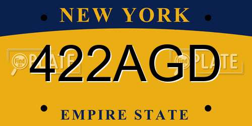 422AGD New York License Plate