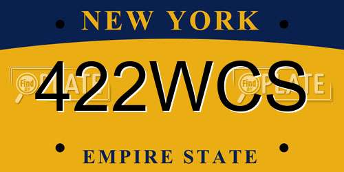 422WCS New York License Plate
