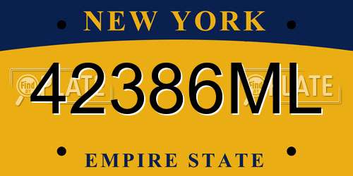 42386ML New York License Plate