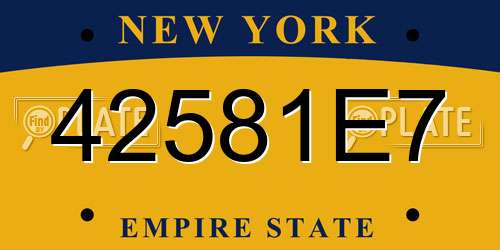 42581E7 New York License Plate