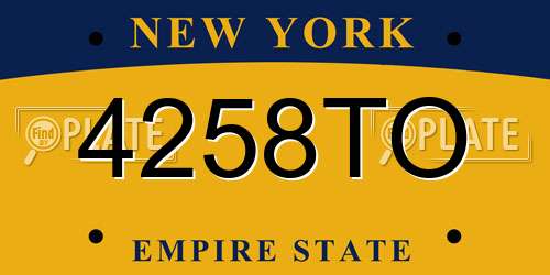 4258TO New York License Plate