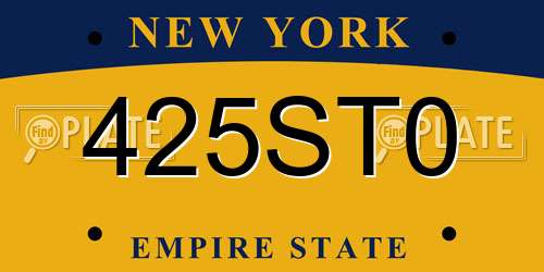 425ST0 New York License Plate