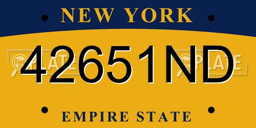 42651ND New York License Plate