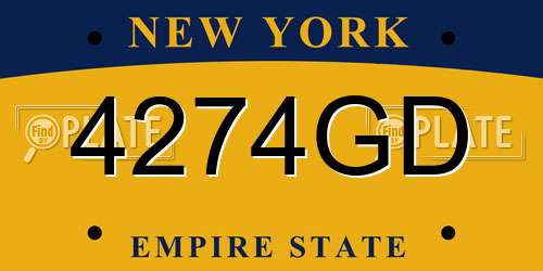 4274GD New York License Plate