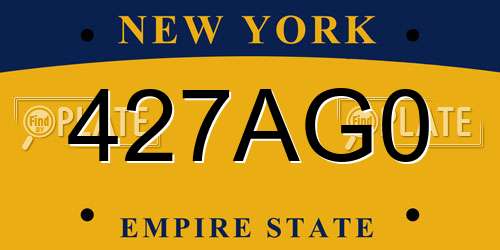 427AG0 New York License Plate