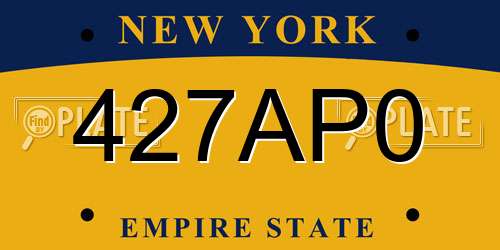 427AP0 New York License Plate