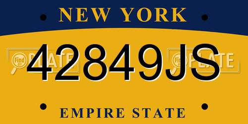 42849JS New York License Plate
