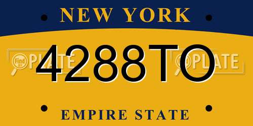 4288TO New York License Plate