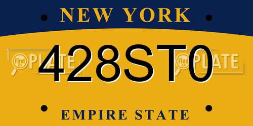 428ST0 New York License Plate