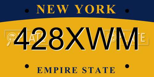 428XWM New York License Plate